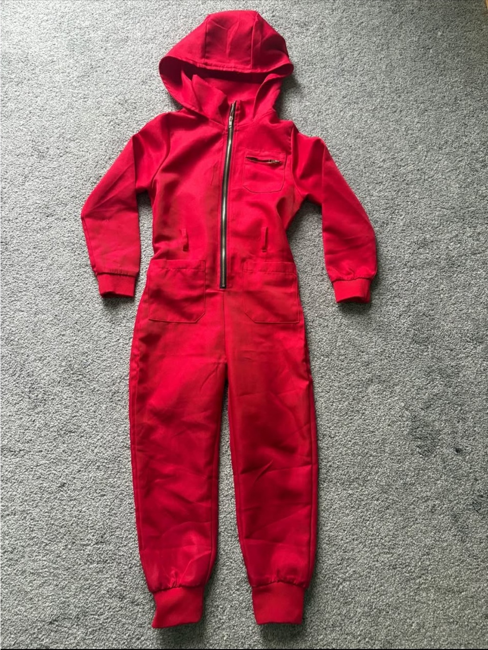 Squid Games-Red Kids One-Piece Hooded Jumpsuit